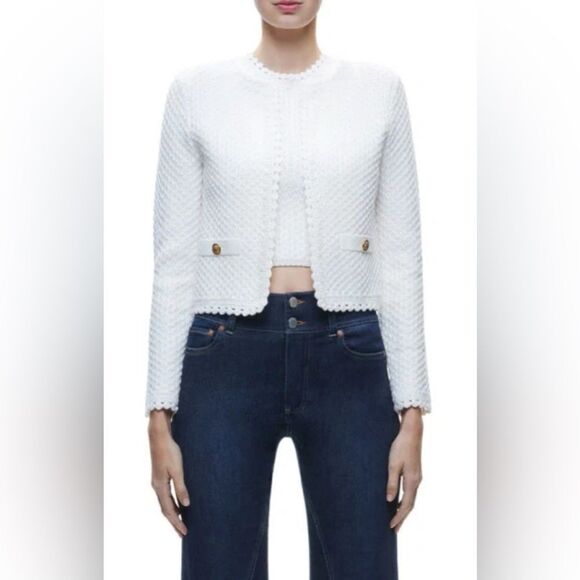 Alice and Olivia Scalloped Knit Jacket size M - Picture 3 of 11